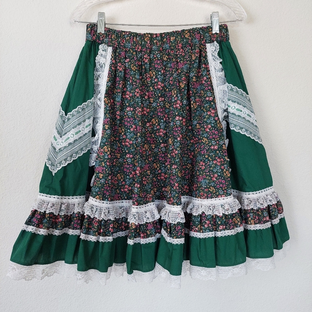Fun &‎ Fancy Originals Green Floral Squared Dance Skirt Set Size Meduim - Picture 6 of 12